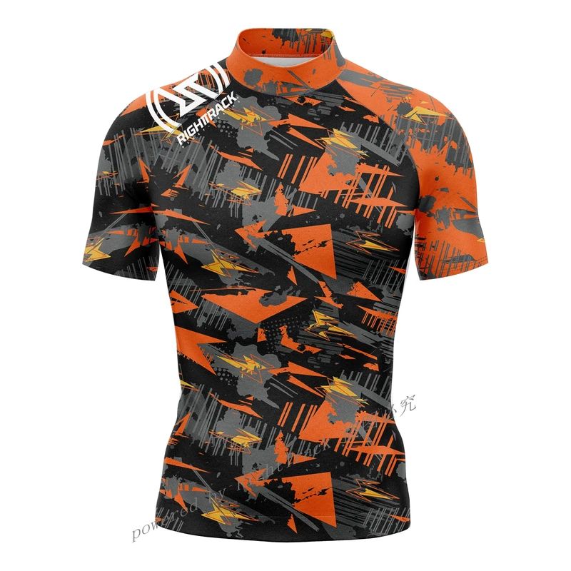 Hot Men's Short Sleeve Surfing Shirt Champion Lycra Rashguard RIGHTTRACK For Surf Sportswear Beach UV Swimwear UPF50  Clothes
