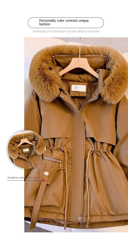 2024 New Autumn and Winter Lined Hood Down Jacket Winter Coat for Women Warm Drawstring Padded Parkas  Female Puffer Outwear