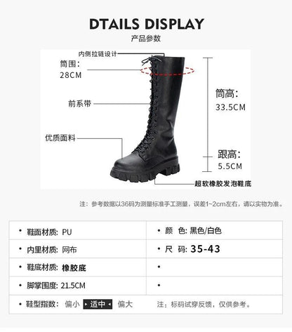 Women's Mid Calf Boots Padded Shoes Knee High Winter Sneakers Punk Style Military Casual White Black 2024 Lucury Platform Woman