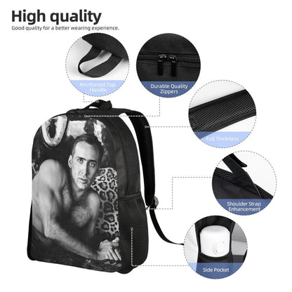 Custom Nicolas Cage Meme Laptop Backpack Women Men Basic Bookbag for College School Student Funny Bags