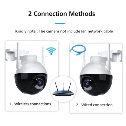 4K 8MP WiFi PTZ IP Camera Human Body Detection Indoor Outdoor Waterproof Color Night Vision Home Security Surveillance System