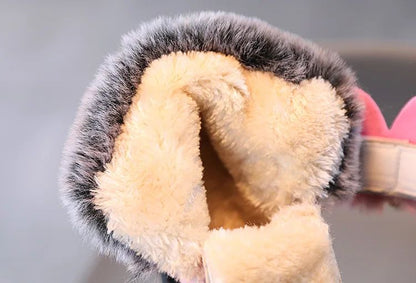 Winter Girls Boots Princess Snow Boots Leather Sport Shoes For Girl Children Warm Boots Fashion Soft Bottom Kids Sneakers