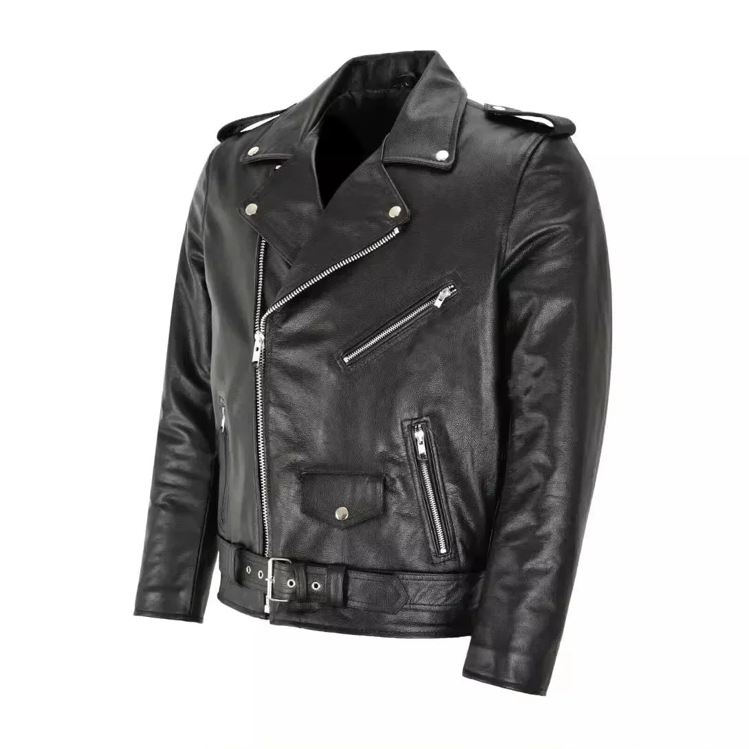 Locomotive Mens Leather Jackets Fashion Solid  Casual Mens Jackets