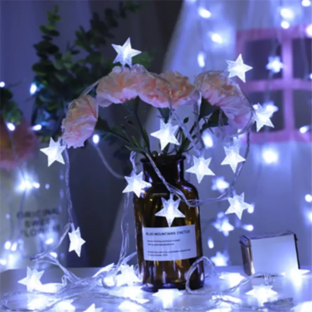 Battery Power Star Led Lights Garland Fairy String Christmas Outdoor Lamp Garden Bedroom Room Wedding Party Decoration