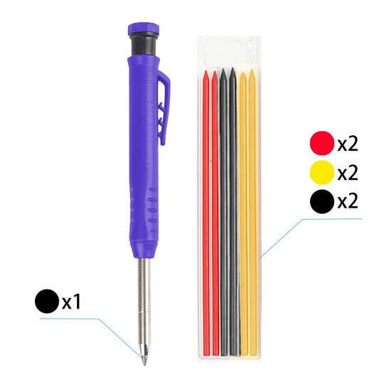 3Colors Refill 2.8mm Solid Carpenter Pencil Set Mechanical Pencil Cap Carpentry Marking Scriber Construction Woodworking Tools