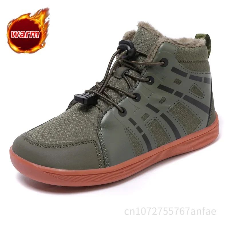 Fashion Kids Snow Boots Wide ToeBox Shoes Kid's Waterprof Barefoot Sneakers Boys Girls Warm Cotton Lightweight Non-slip Sneakers