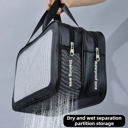 Waterproof Makeup Bag for Women, Wet and Dry Separation, Portable Swimsuit Storage Bag,  Large Capacity Men's Beach Toiletry Bag