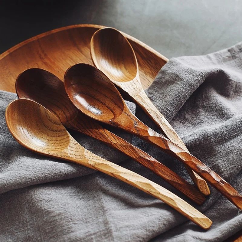 2 Colheres De Madeira Cabo Longo Ramen Sopa Colher Grande Estilo Japonês Crianças Arroz Sobremesa Cereal Colher De Jantar Madeira Utensílios De Cozinha