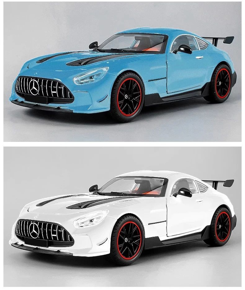 Grande 1:18 Mercedes Benz GTR Miniatura de Carro de Liga Leve Coleção Simulação Diecast Som e Luz Veículo Brinquedos Carro Para Presentes Infantis