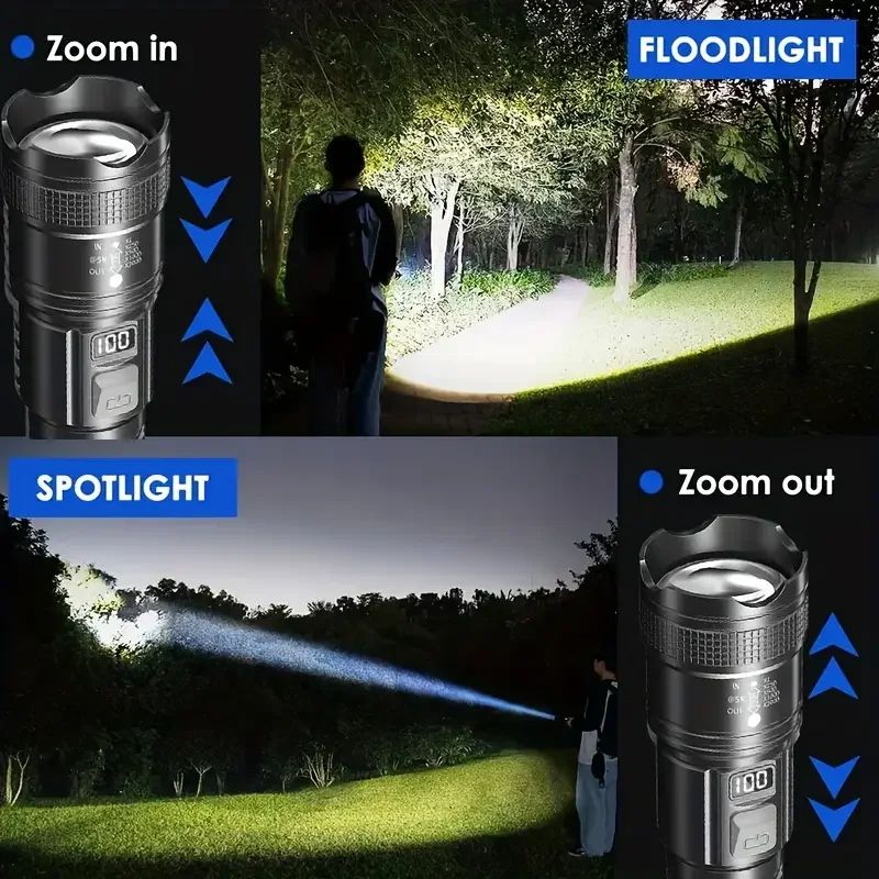 100000 Lumens Flashlight,Portable Rechargeable Tactical Torch, Life Waterproof Lantern for Outdoor Camping, Perfect Gift for Men