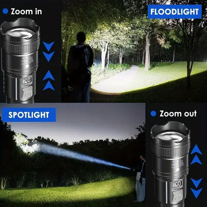100000 Lumens Flashlight,Portable Rechargeable Tactical Torch, Life Waterproof Lantern for Outdoor Camping, Perfect Gift for Men