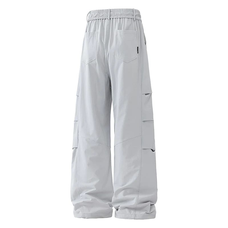 Calça Masculina de Pesca ao Ar Livre Sensação de Alta Qualidade Americana Pregueada Suspensa Casual Solta Longa Outono Calça Perna Larga Calça Reta
