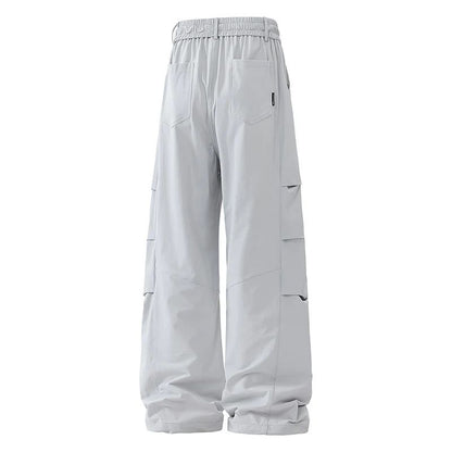 Calça Masculina de Pesca ao Ar Livre Sensação de Alta Qualidade Americana Pregueada Suspensa Casual Solta Longa Outono Calça Perna Larga Calça Reta