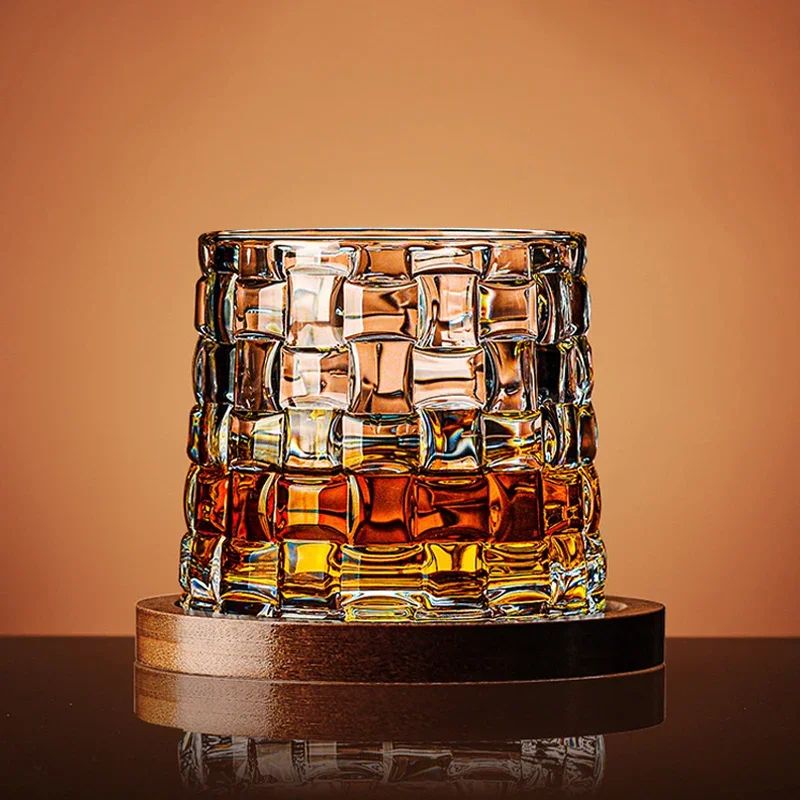 Copo de Uísque com Base, Copos de Uísque de Cristal Giratórios, Taça de Vinho e Brandy para Bar e Casa