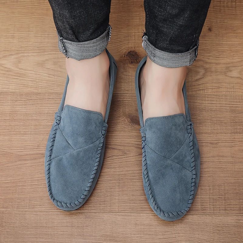 Fashion Suede Men Casual Shoes Male Lazy Shoes Breathable Comfort Slip-on Mens Driving Shoes Luxury Brand Loafers Moccasins