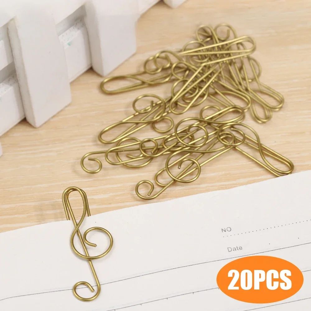 Metal Creative Music Note Shaped Creative File Clamp Paper Clips Bookmark Holder Paper Decorative Clip for Office School Home