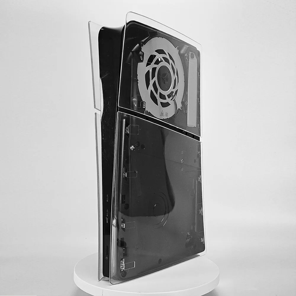 Yoteen Transparent Case for PS5 Slim Replacement Shell DIY Faceplate Clear Blue for PS5 Slim Disc & Digital Edition
