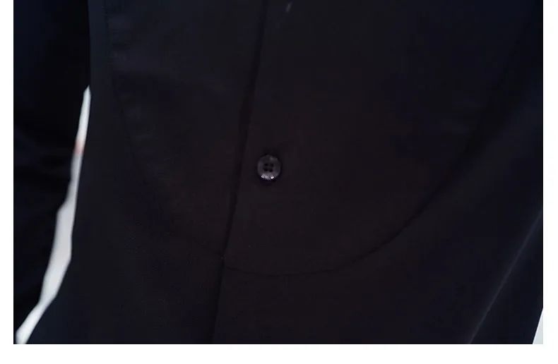 Black Men Long Sleeve Shirt, White Single Breasted Collar Stretch Shirts, Red Fashion Slim Top,Asian Size M-5XL(Korean Slim Fit)