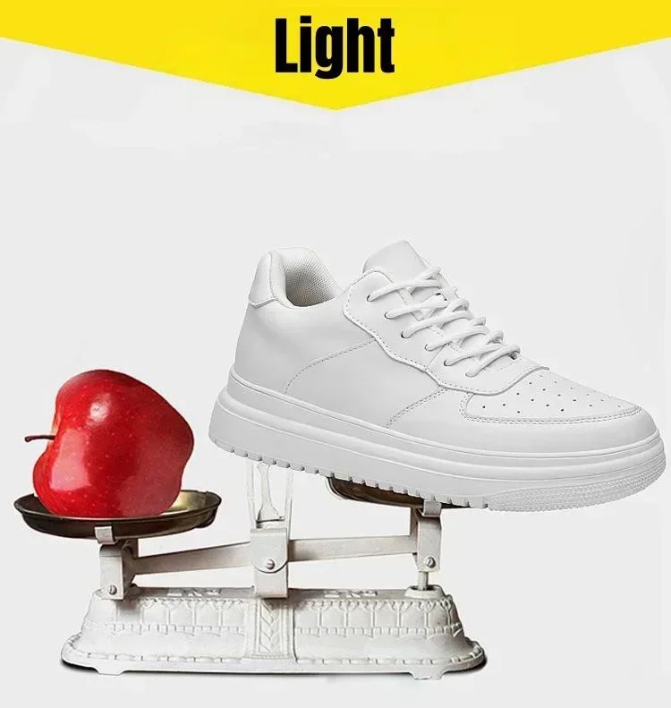 Novos Tênis Masculinos Aumento de Altura 10cm Invisível Elevador Tênis Branco Couro Esportivo Zapatillas De Hombre Tamanho Grande 46
