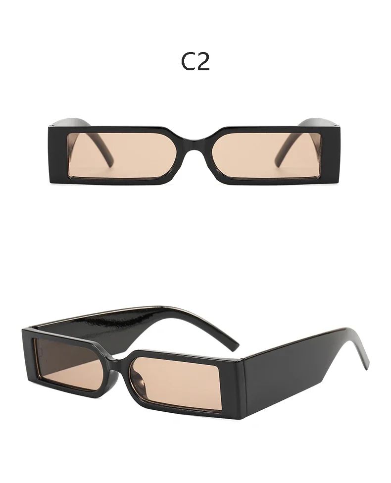 Óculos de Sol Retangulares de Luxo Masculinos Hip Hop Vintage Designer Shades Pretos Pequenos Personalidade UV400