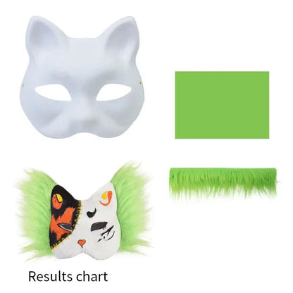 Therian Mask Kit Paper Blank Masks Half Face Hand-painted Cat Mask Diy Masks For Masquerade Cosplay Party Gifts Christmas Gifts