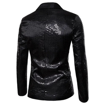 New Fashion Black Sequin Mens Shiny Suit Jacket One Button Blazer For Male Nightclub Singers Stage Dress Blazers Chaqueta Hombre