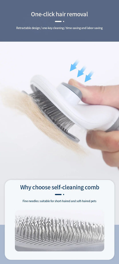 Escova de Pelo para Gatos e Cães Pente de Grooming e Cuidado Escova de Gatos Pente de Aço Inoxidável para Cães de Pelo Longo Limpeza de Animais de Estimação Acessórios para Gatos e Cães