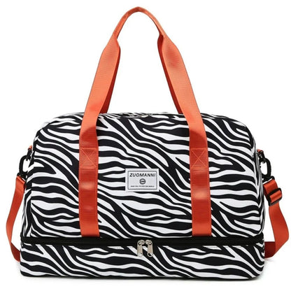 Portable Large Capacity Travel Duffle Bag Nylon with Animal Print Weekender Overnight Bag Waterproof Storage Bag Sports Gym