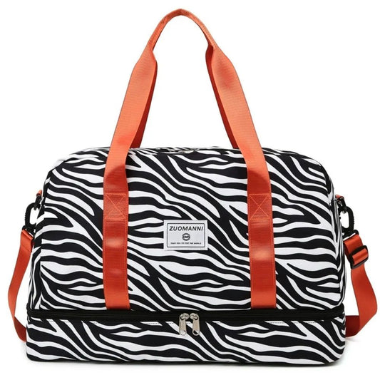 Portable Large Capacity Travel Duffle Bag Nylon with Animal Print Weekender Overnight Bag Waterproof Storage Bag Sports Gym