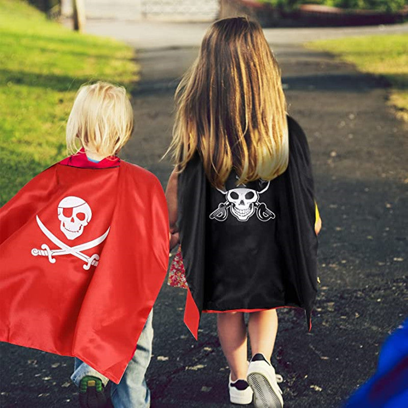 Children's Pirate Cloak Costume Pirate Cape CostumeToy Set Boy Girl Halloween Cosplay Mask Party Gifts