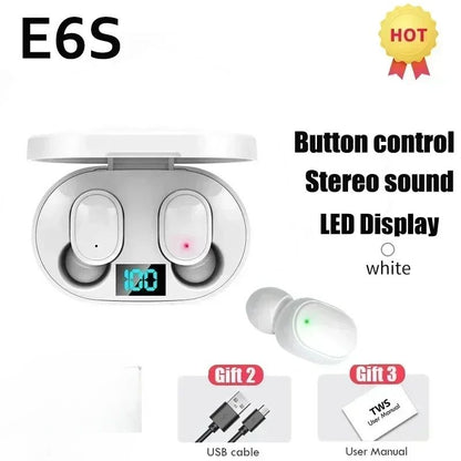 Fone de Ouvido Bluetooth Sem Fio E6S TWS Fone de Ouvido Bluetooth Sem Fio Fones de Ouvido Sem Fio com Cancelamento de Ruído com Microfone