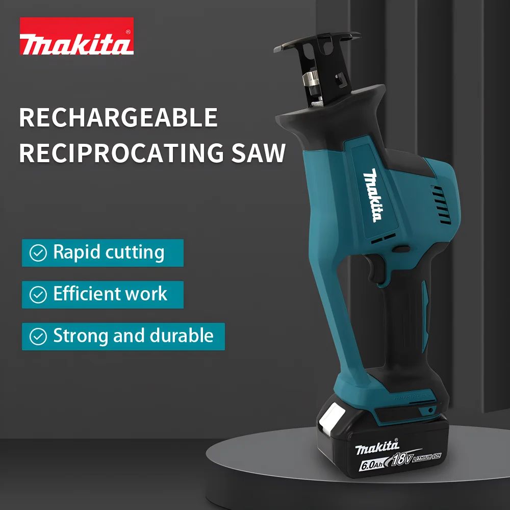 Serra Multifuncional Recarregável Makita DJR189 a Bateria de Lítio 18V, Serra para Cortar Metal, Serra Portátil, Ferramentas para Cortar Madeira