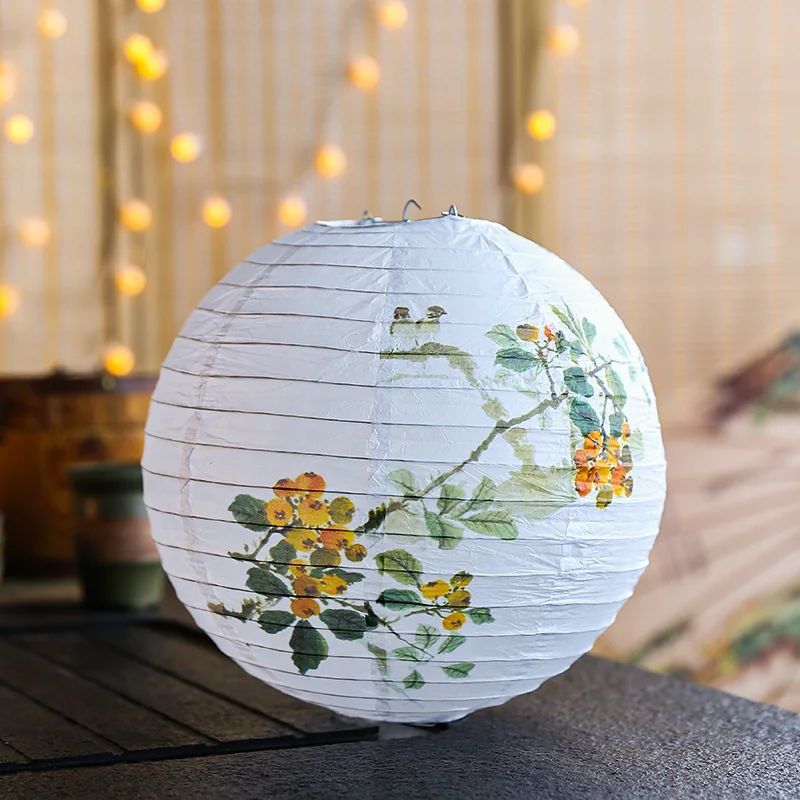 12Inch Printed Flower Round Chinese Paper Lanterns Birthday Wedding Decor Craft DIY Festival Lantern Party Supplies