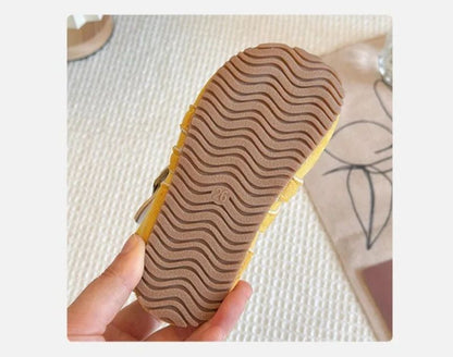 1-12Y Children's Sandals Toe Protect Boys Girls Summer New Candy Color Soft Sole Shoes Kids Casual Retro Flat Leather Sandals