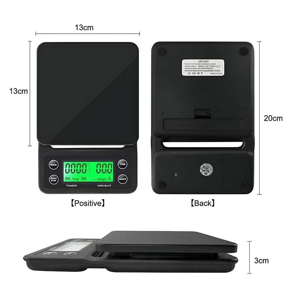 1 peça 3kg 5kg Balança de Café Gotejamento com Timer Balança de Cozinha Digital Eletrônica Portátil Balanças Eletrônicas de Alta Precisão LCD