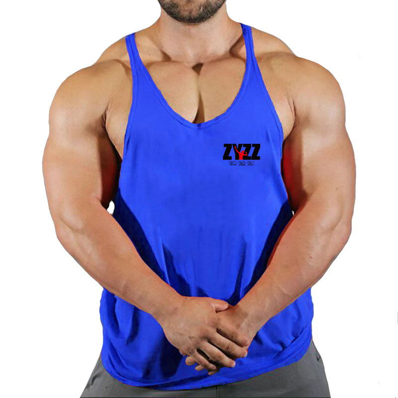 Gym Sleeveless Shirt Men Bodybuilding Tank Tops Fitness Workout Cotton Print Singlet Stringer Undershirt Male Casual Summer Vest