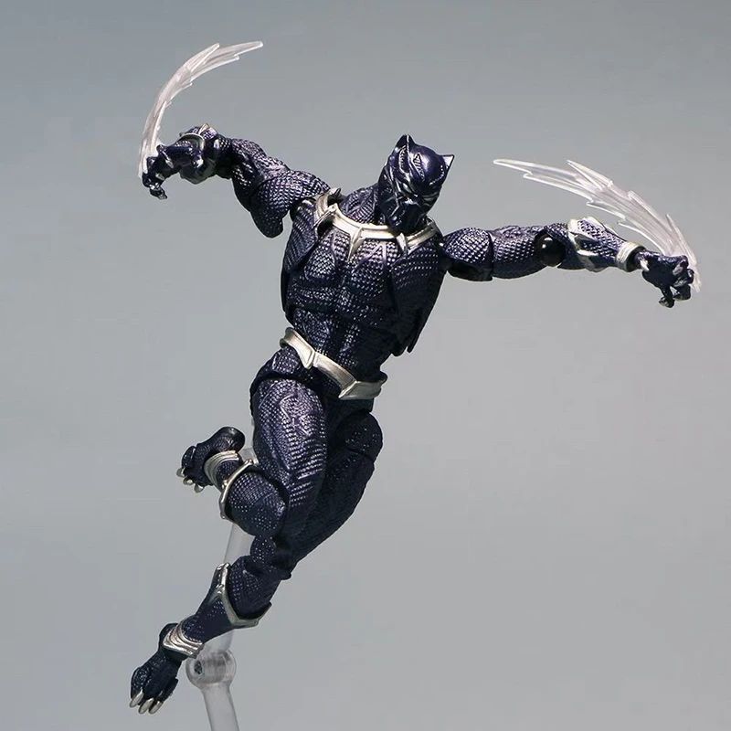 Amazing Yamaguchi Black Panther Action Figure Collection Model 15cm Kaiyodo Revoltech #030 Marvel T Challa Movable Figurine Toys