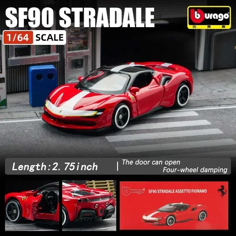 Burago 1:64 Ferrari Series SF90 488P Roma F430 F12 Liga de Carro Modelo Brinquedos Infantis Coleção de Presentes de Férias Modelo de Carro Atacado