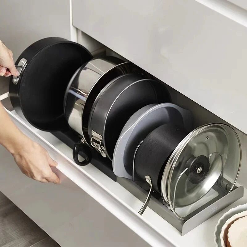2025 HOT NEW Pot lid storage rack, suitable for cabinet drawers, a kitchen organizing tool suitable for storing cookware.