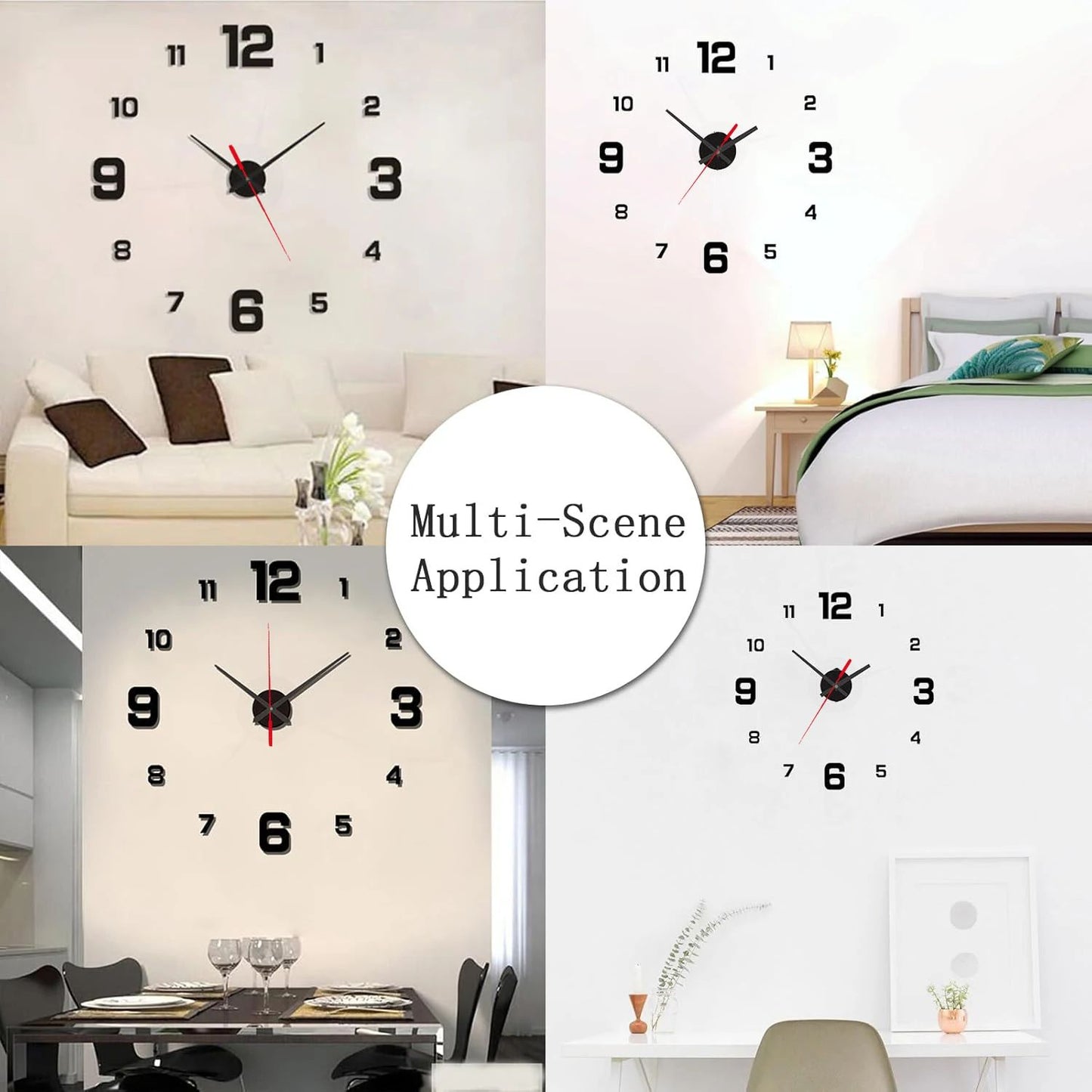 2025 3D Creative Frameless Wall Hanging Clock DIY Wall Stickers Home Mute Digital Clock Living Room Office Wall Decoration
