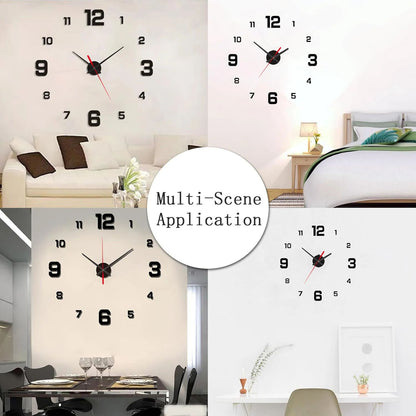 2025 3D Creative Frameless Wall Hanging Clock DIY Wall Stickers Home Mute Digital Clock Living Room Office Wall Decoration