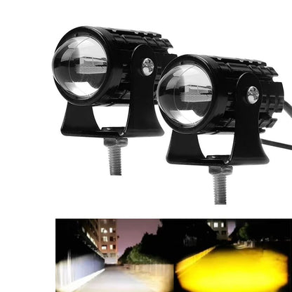 Farol LED Universal para Motocicleta Lente Projetora Duas Cores ATV Scooter Lâmpada de Condução Luz de Neblina Lâmpada Auxiliar Holofote Interruptor