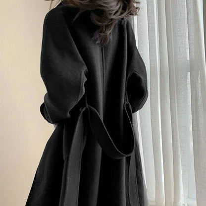 New Hot Sale Of The Season Women's Woolen Coat plus Size over Knee Length Loose Fit Slimming High End Fashionable Polyester Fibe