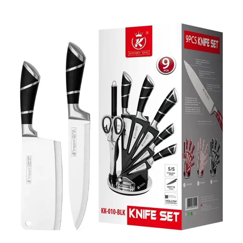 ZENG Conjunto de Facas de Cozinha 9 peças Aço Inoxidável Afiadas Facas de Chef Antiaderentes com Afiador para Cortar Fatiar Picar
