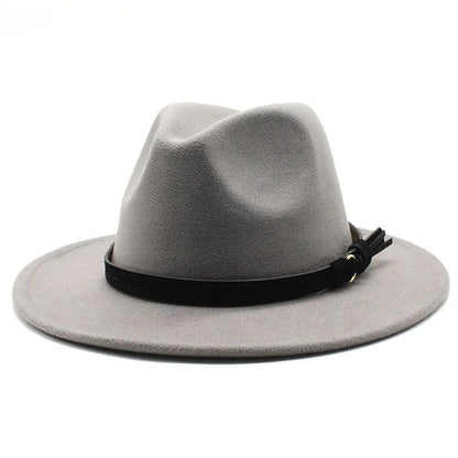 Gangster Trilby Felt Fedora Hat European American Wide Brim Top Jazz Caps Women Men Wool White Wedding Hat 56-58-61CM
