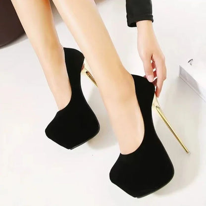 Fashionable Round Toe Shallow Mouth New Super High Heels Summer Sexy Elegant Banquet Wedding Stiletto Women's Shoes NO:601