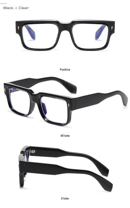 JNPCXI Óculos de Sol Retrô Quadrados Femininos Listras de Leopardo Sombras UV400 Rebites da Moda Masculinos Óculos de Sol Transparentes Gradiente