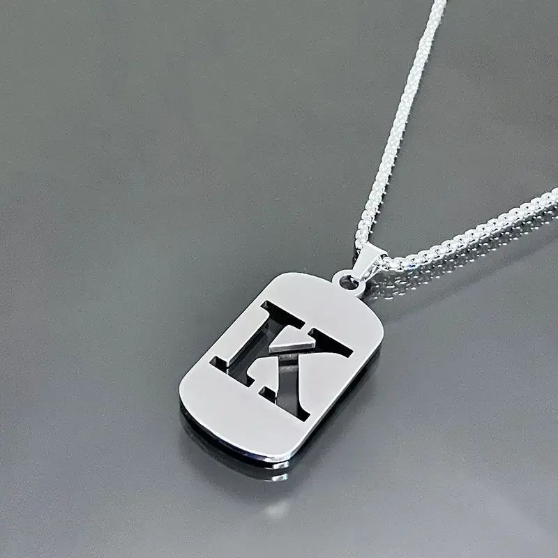Colares de pingente de aço inoxidável com letra inicial A-Z da moda punk para homens e mulheres, atacado, joias, colar, joias góticas