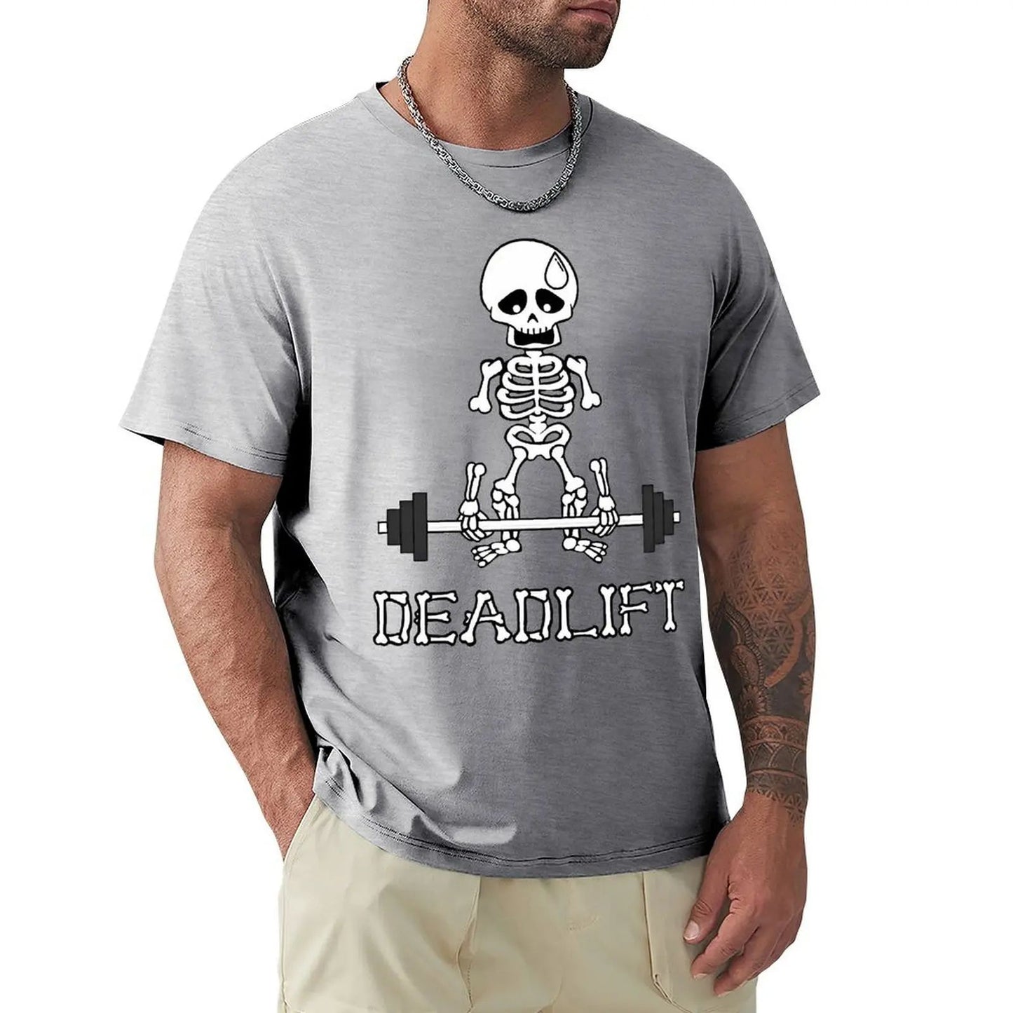 Deadlift Classic Print Cotton T-Shirt Bodybuilding Pumping GYM Muscle Training Crossfit T Shirt For Men Fashion Streetwear manga