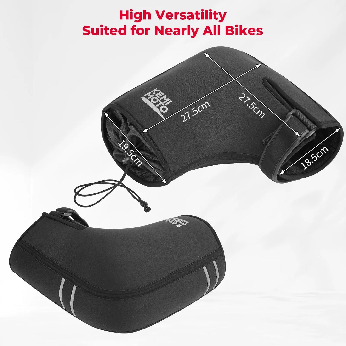 Luvas de guidão KEMIMOTO Luvas de mão para motocicleta Inverno Corta-vento Impermeável Lavável para Scooter ATV Snowmobile